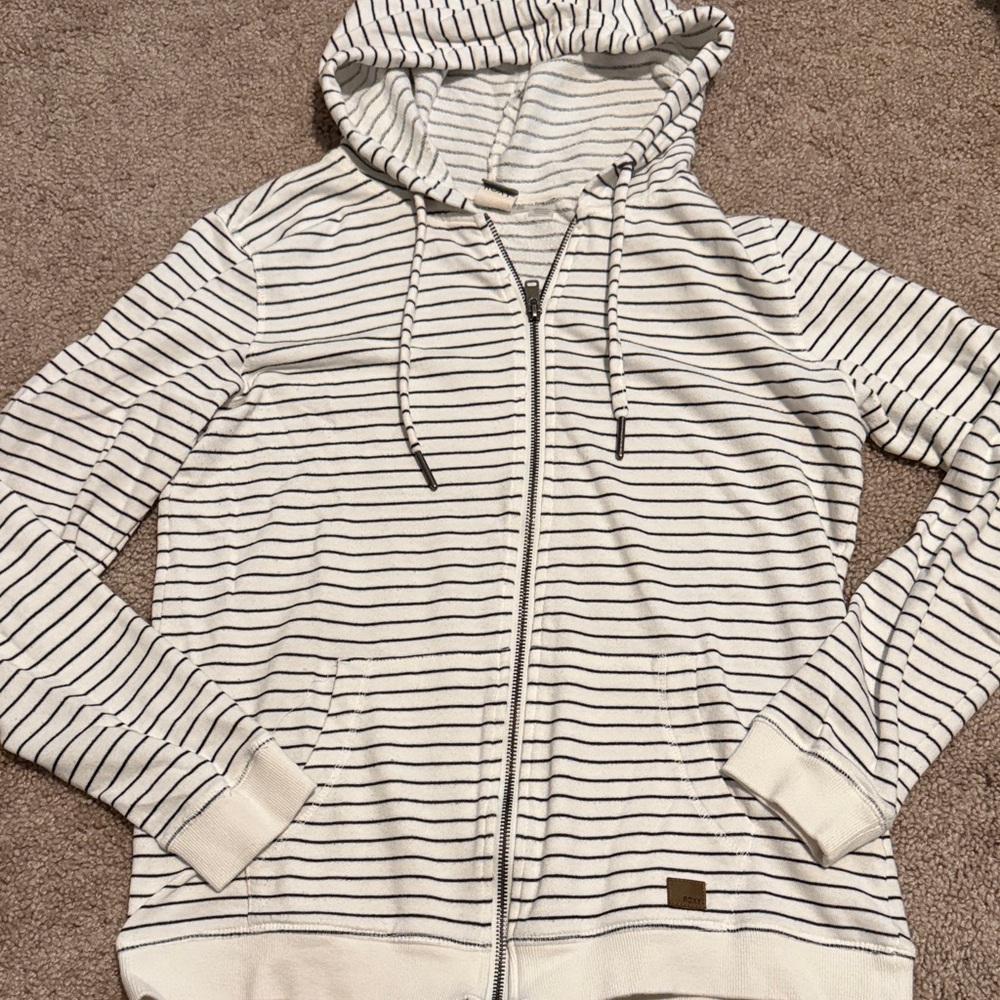 Roxy White and Black Striped Hoodie